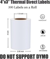 Versatile 4×3 Inch Thermal Labels – 300 Self-Adhesive for Rollo & Zebra Printers