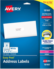 Avery Easy Peel Printable Address Labels, Sure Feed Technology, 1″ x 2-5/8″ Cust
