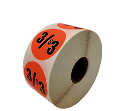 3/$2 Labels 1.5″ Round Red Discount Sale Price Adhesive Stickers 1000 PCS