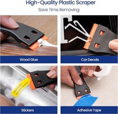 Glue Off Adhesive Sticker Remover 3.3 fl. oz & Scraper with Plastic Razor for…