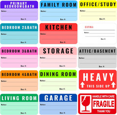 Large Moving Labels for Boxes Color Coded, 460 Stickers for Home Moving Supplies