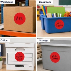 Permanent Red Dot Stickers, 3″ Round Labels