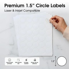 1.5″ Round Printable Labels – 15000 Blank Stickers for Inkjet & Laser Printers,