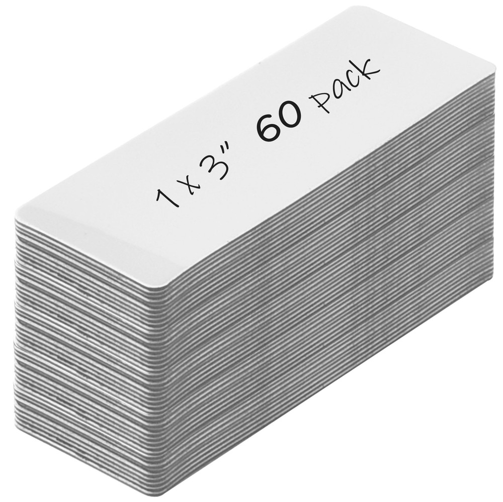 Dry Erase Magnetic Labels White (1” × 3” 60 Pcs),Blank Magnets for Whiteboa…