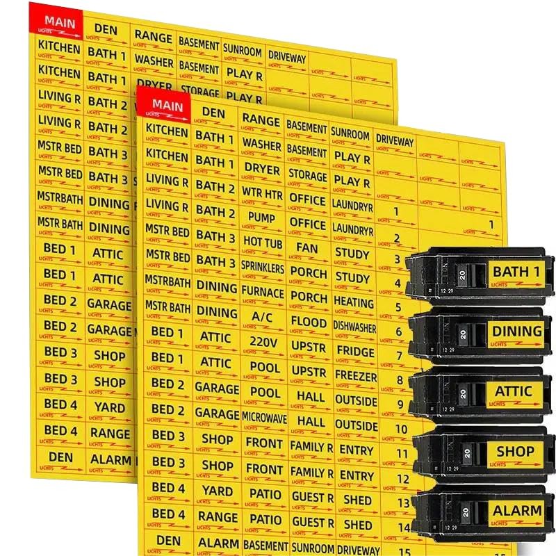 Circuit Breaker Labels, Box Label, 129 Electrical 1″ x 3″, Yel+yel