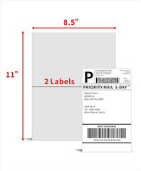 Half Sheet Shipping Labels for Laser and Inkjet Printers – 2 per Page Self Adhes