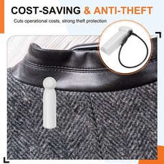 50Pcs Hard Tags AM 58kHz Tag 2.01″Length with Pins Lanyards, Light Gray