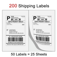 200 Premium 8.5″ X 5.5″ Half Sheet Self Adhesive Shipping Labels 2 Per Sheet