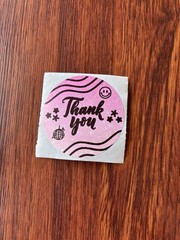 Pink Sparkle Fun 2 inch Thank You Stickers 50pc