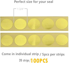 100Pcs Gold Embossed Foil Blank Certificate Self-Adhesive Sealing Stickers – Per