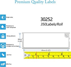 30252 Address Labels 1-1/8″ x 3-1/2″ Replace for DYMO LW 450 NOT Fit 550 10Rolls