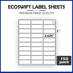 (4500) 1 x 2 5/8 “EcoSwift” Laser Address Shipping Adhesive Labels 30 per sheet