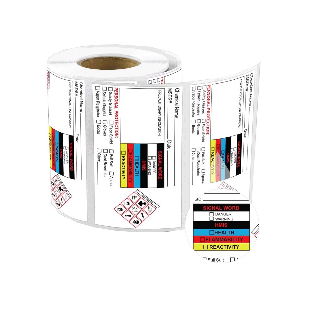 Chemical Identifying and Marking Sticker Christmas SDS 2×4 inch, Multicolored