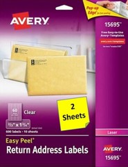 [2 Sheets] Avery 15695 Clear Return Address Labels 2/3″ x 1-3/4″ LASER