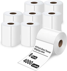 4X6 Thermal Shipping Labels – 4000 Labels, 8 Rolls, Compatible with Rollo & Zebr