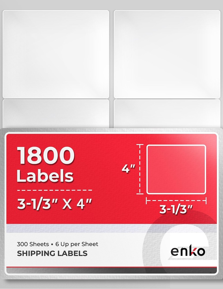 – 3-1/3 x 4 Inch Label – White Blank – 6 Up Per Sheet Shipping Address Mailin…