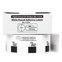 Non-OEM Fits BROTHER DK-1218 ROUND Labels – 1″ – (1) Roll of 1000 + (2) FRAMES