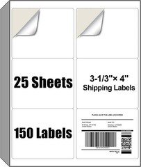 150x 3-1/3 x 4 Shipping Address FBA Label 6 UP Sticker for Laser Ink Jet Printer