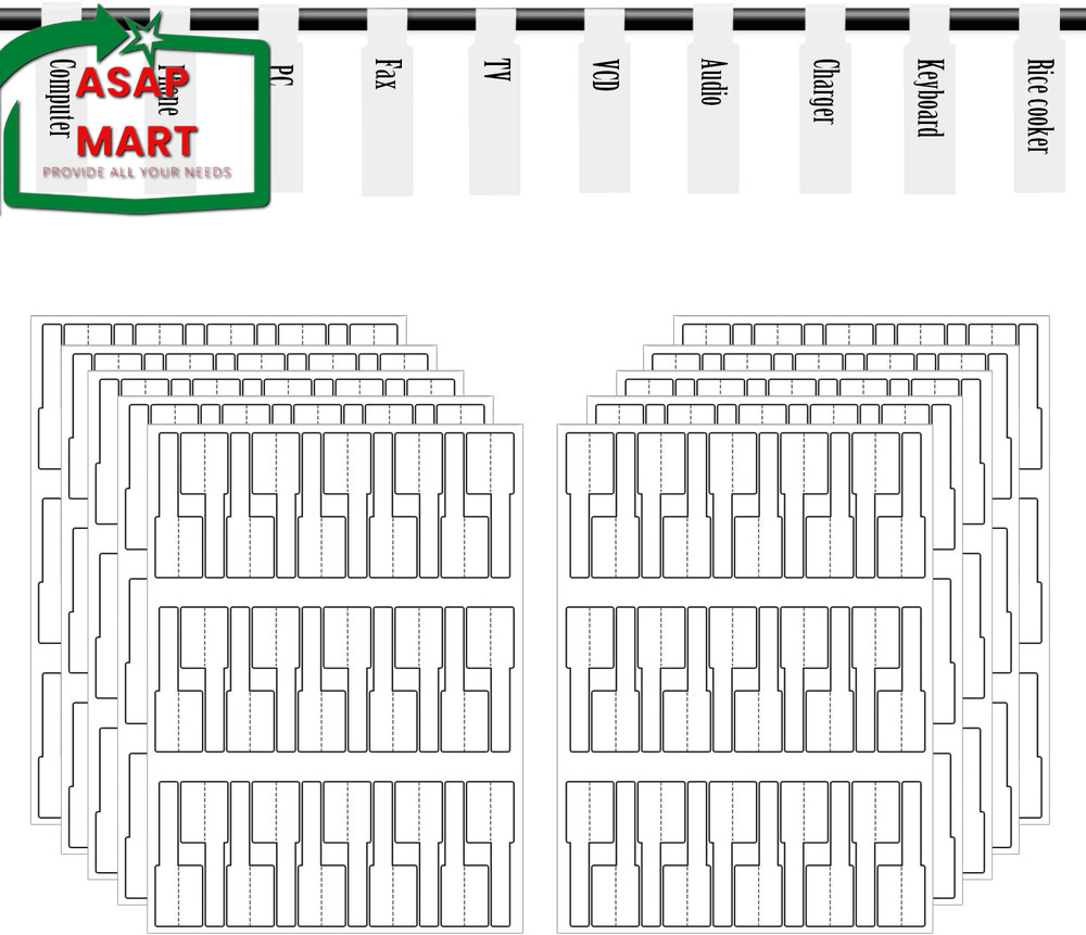 White Cable Labels, 300 Premium Wire Label Tags for Electronics, Printable Cord