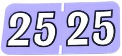 25 year labels in page format. 252 labels/pack, 3/4′ x 1-1/2″ size, lt lavender