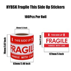 This Side Up Fragile Stickers 3×5 inch Handle with Care and Packing Warning A…