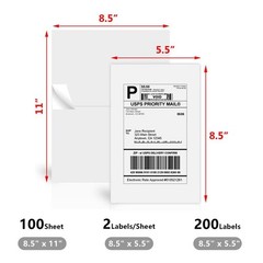 8.5″ x 5.5″ Half Sheet Self Adhesive Shipping Labels for Laser & Inkjet Print…