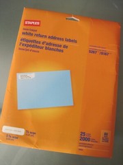 1760 Staples Laser/inkjet White Return Address Labels 5267/8167
