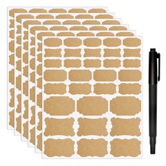 Self-Adhesive Natural Brown Kraft Bottle Labels – 192pcs Removable Stickers for
