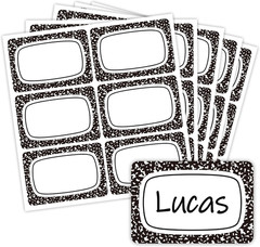 180 Pcs Composition Notebook Name Tag Stickers Self-Adhesive Nameplate Decal Bla