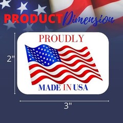 3×2 Inch Made In USA Label American Flag Stickers for Product Leveling
