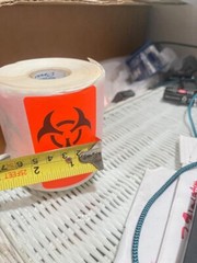Bright Red BIOHAZARD D.O.T. Shipping Warning Caution Labels 3″x2″, 400/Roll(4G)