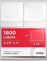 – 3-1/3 X 4 Inch Label – White Blank – 6 up per Sheet Shipping Address Mailing L