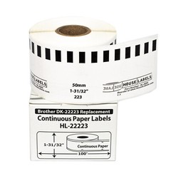 Non-OEM Fits BROTHER DK-2223 Continuous Labels (1-31/32″ x 100 feet) (50) Rolls