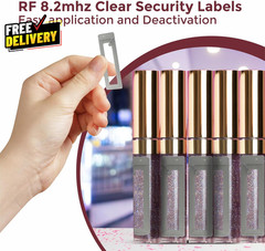 1000 RF 8.2Mhz Cosmetics Clear Security Label 2.55 X 0.78 Inch 65X20Mm……..