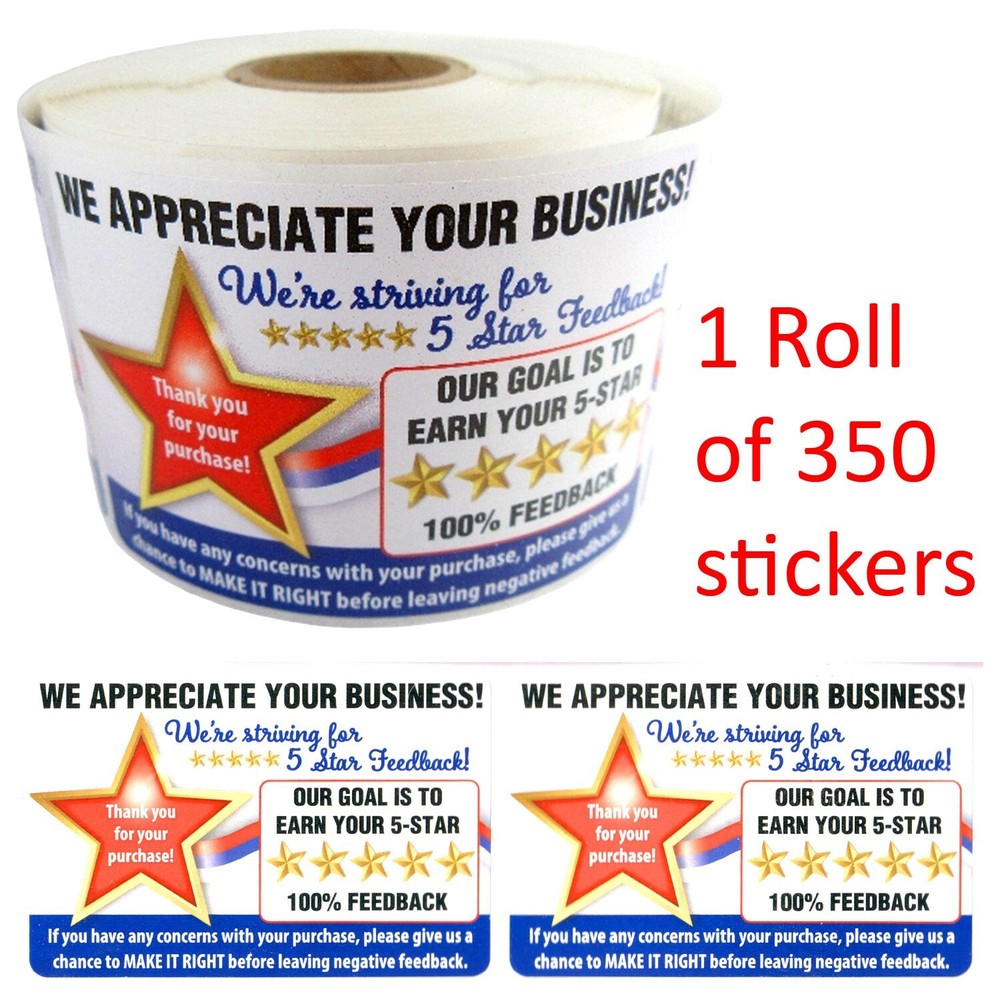1 Roll of 350 eBay Thank You for Your Purchase Shipping Labels Stickers 3″ x 2″