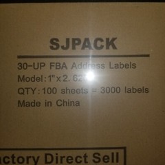 SJPACK 30-UP FBA Address Labels 3 Packs, 1″×2.625″, 300 Sheets, 9000 Labels, New