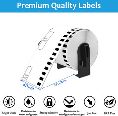 1 Roll Multi-Purpose Continuous Address Labels with Cartridge Compatible for Bro