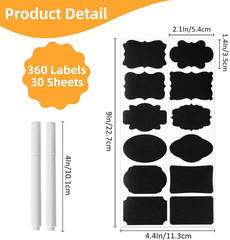 360Pcs Chalkboard Labels – 2.1X1.4 Inch Reusable Blackboard Stickers
