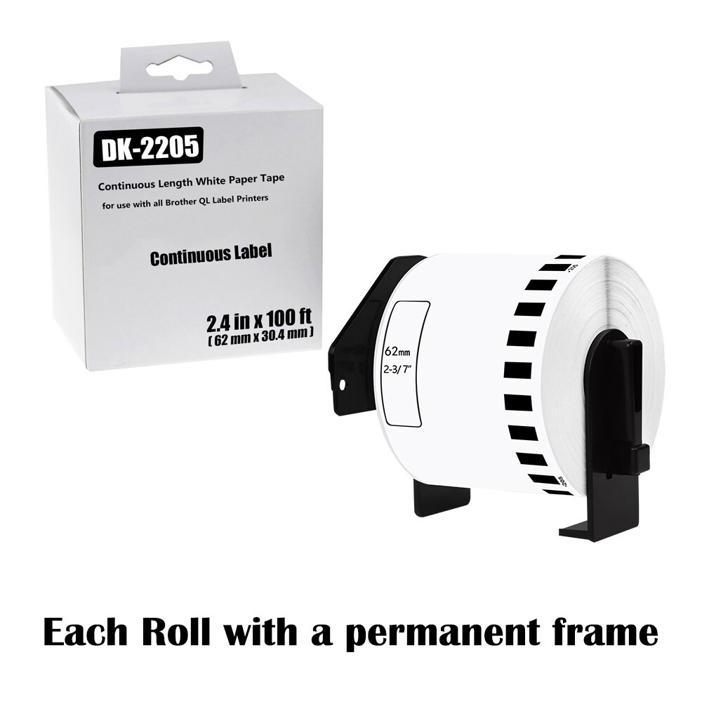 1Roll 2-3/7″ x 100′ Continuous Paper Tape DK-2205 for Brother QL-1050N Label