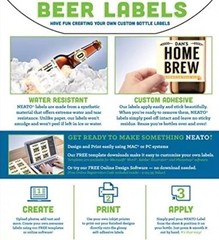 Blank Beer Bottle Labels 48 pack Water Resistant Vinyl For InkJet Or Laser Print