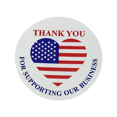 Thank You Supporting Business 2″ Labels American Flag Peel & Stick (2)RLS 500 EA