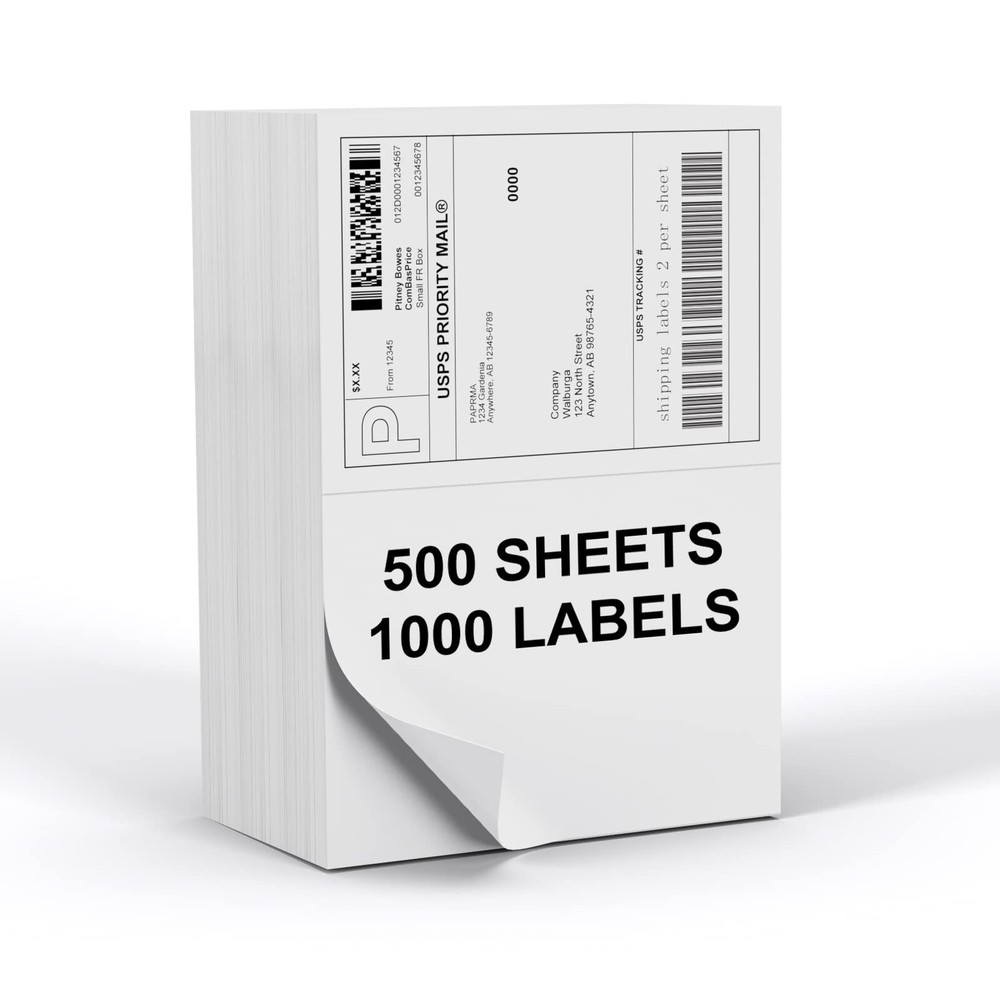 8.5″ x 5.5″ Shipping Labels 1000 Labels, PAPRMA Half Sheet Shipping Mailing L…