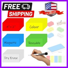 Dry Erase Magnetic Labels, 4×2 Inch, 40 Pieces in 5 Colors, Reusable, for Whi…