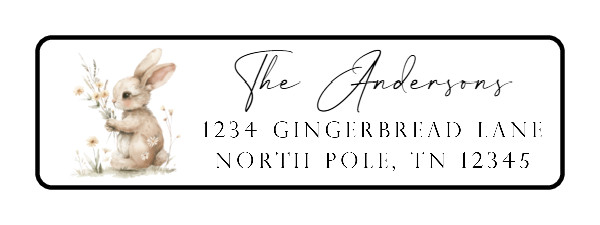 400 Bunny Personalized Return Address Labels. 1/2 inch by 1 3/4 inch