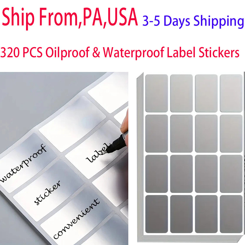 320PCS Oilproof & Waterproof Label Stickers Self Adhesive Labels Bottle Marking