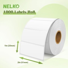 Nelko 2×1 White Thermal Labels Compatible with PL70E 1000 Rolls Adhesive