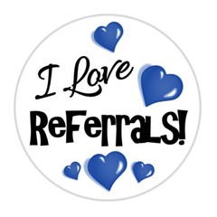 “I Love Referrals” Labels / Stickers / Seals – Multiple Sizes 1″, 1.5″, 2″, 2.5″