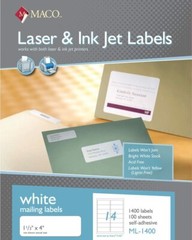 Maco 1400 1 1/3×4 Laser Printer Labels 1400 Lbls Per Pack Single Pack