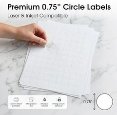 0.75″ Printable Round Labels for Inkjet and Laser Printers – 10800 Stickers |…