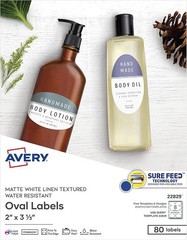 Textured White Easy Peel(R) Print-to-the-Edge Oval 2×3-1/3in labels 80/PK – 1EA